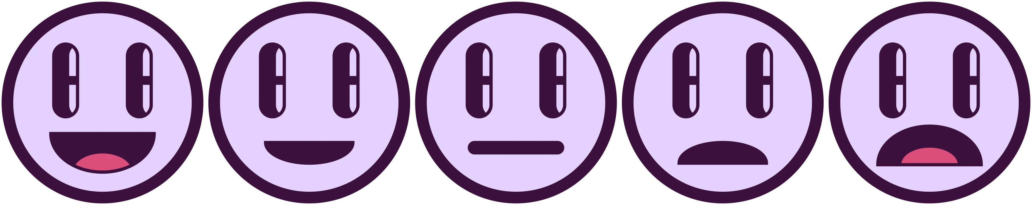 five purple emojis 