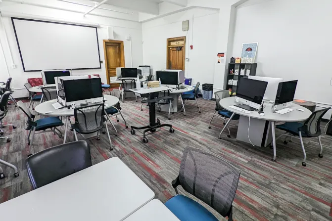 Graphic Design lab features 20 iMac stations; printers, tablets, and more!
