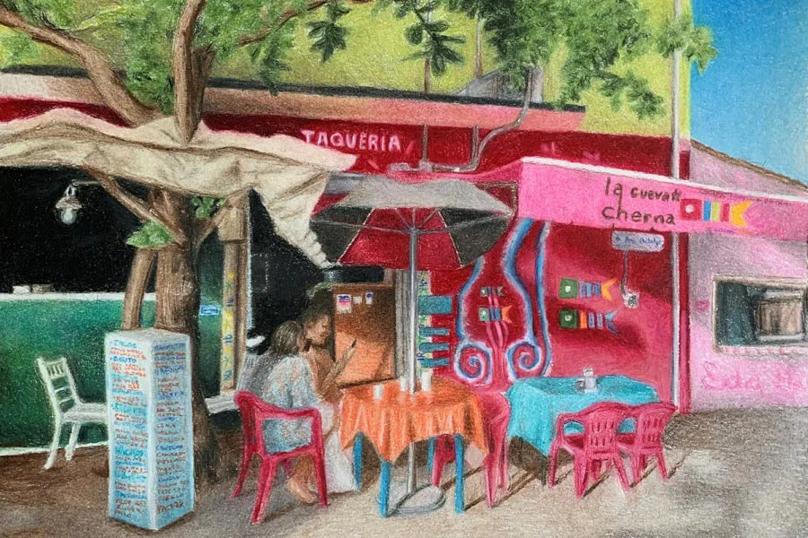 Hannah's painting of cafe
