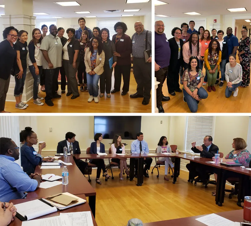 3 photos of panelists and participants at the 2019 Faculty of Color workshop